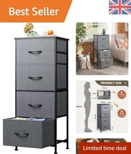 Elegant 4 Drawer Fabric Storage Unit with Wood Top - Grey, Versatile & Stylish