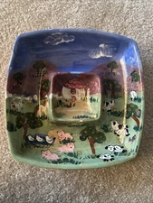 Lesal Ceramics Lisa Lindberg Van Northwick Chip And Dip Bowl Cute Farm Animals