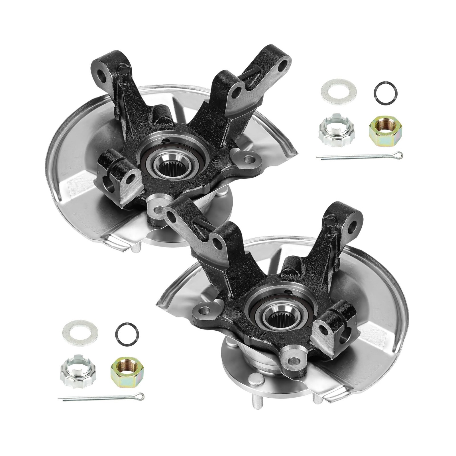Front Steering Knuckles & Wheel Bearing Hub Assembly Driver and Passenger Sid...