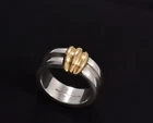 Size 7.5 Vintage Tiffany & Co 18K Yellow Gold Silver Atlas Groove Wide Band Ring