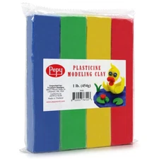 Reusable and Non-Drying Oil-Based Plasticine Modeling Clay, Primary Colors, 1...