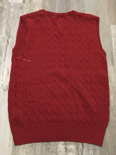 Polo Ralph Lauren Boys Red V-Neck Cable Knit Vest Size XL 18-20 New $79 - Picture 4 of 4
