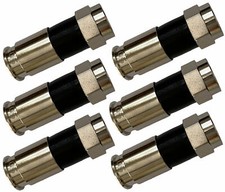 6 Pack F-Type Compression Connector Male Plug RG6 Quad Shield Coax Cable Lot