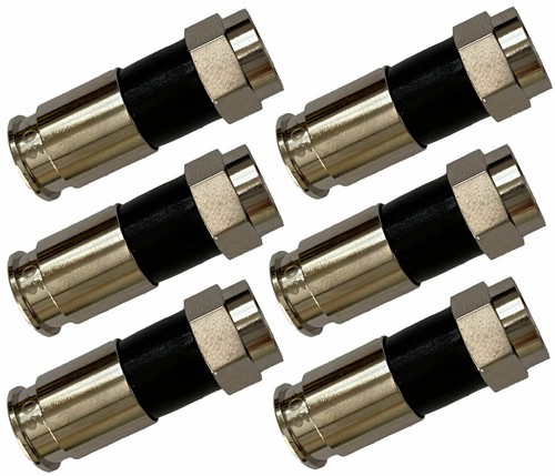 6 Stück F-Typ Kompressionsstecker Stecker RG6 Quad Schirm Koaxialkabel Posten - Bild 1 von 2
