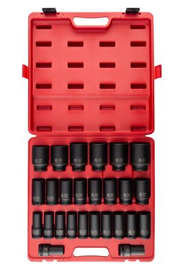 SUNEX TOOLS 4693 3/4-Inch Drive Metric Deep Impact Socket Set, 26-Piece