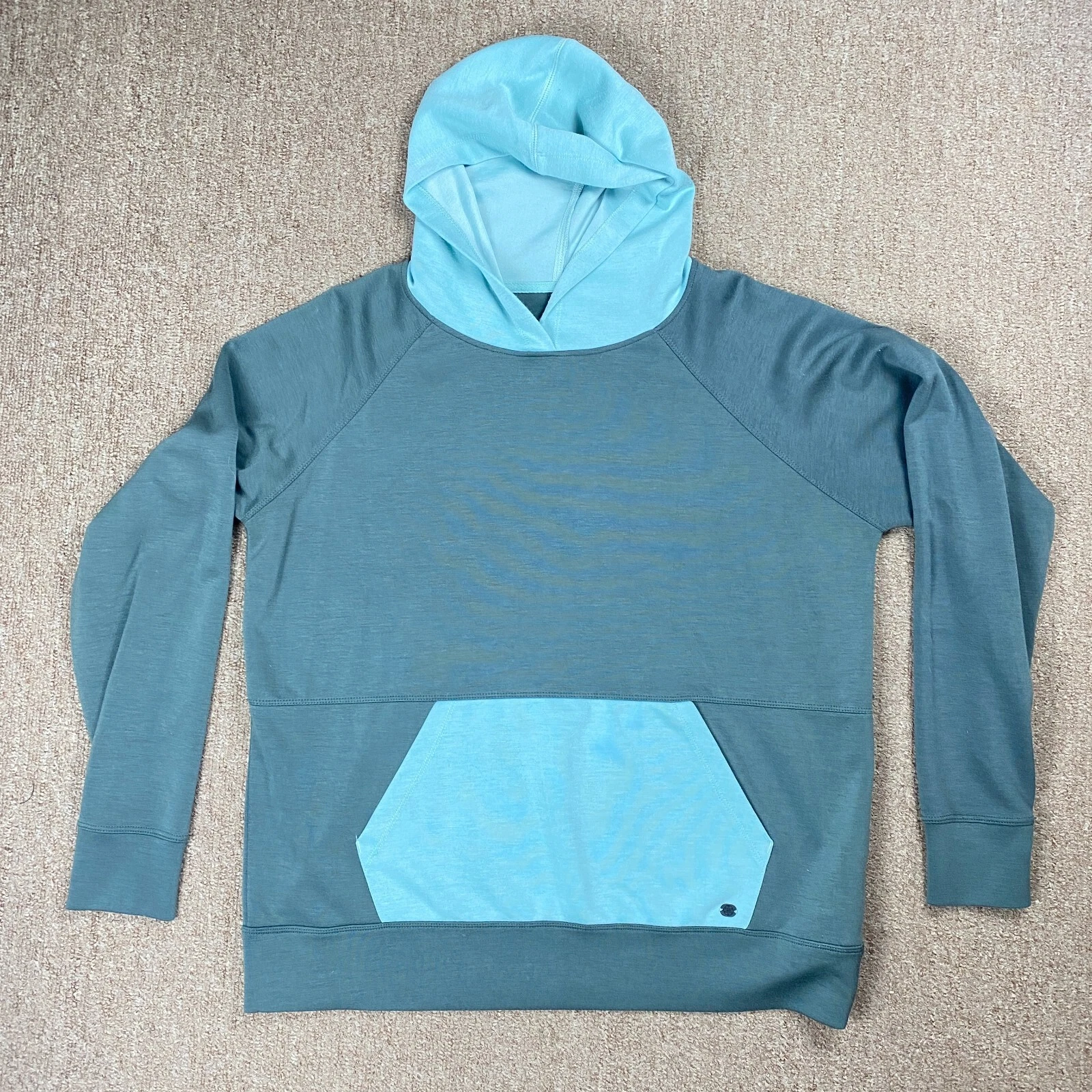 Gaiam Sweatshirt Hoodie Womens XL Soft & Lightweight Blue / Green Colorblocked