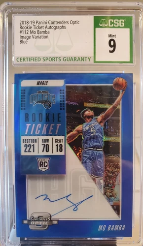 2019 Optic MO BAMBA BLUE PRIZM Auto RC Rookie Card #/49 PSA 9 10 Image Variation