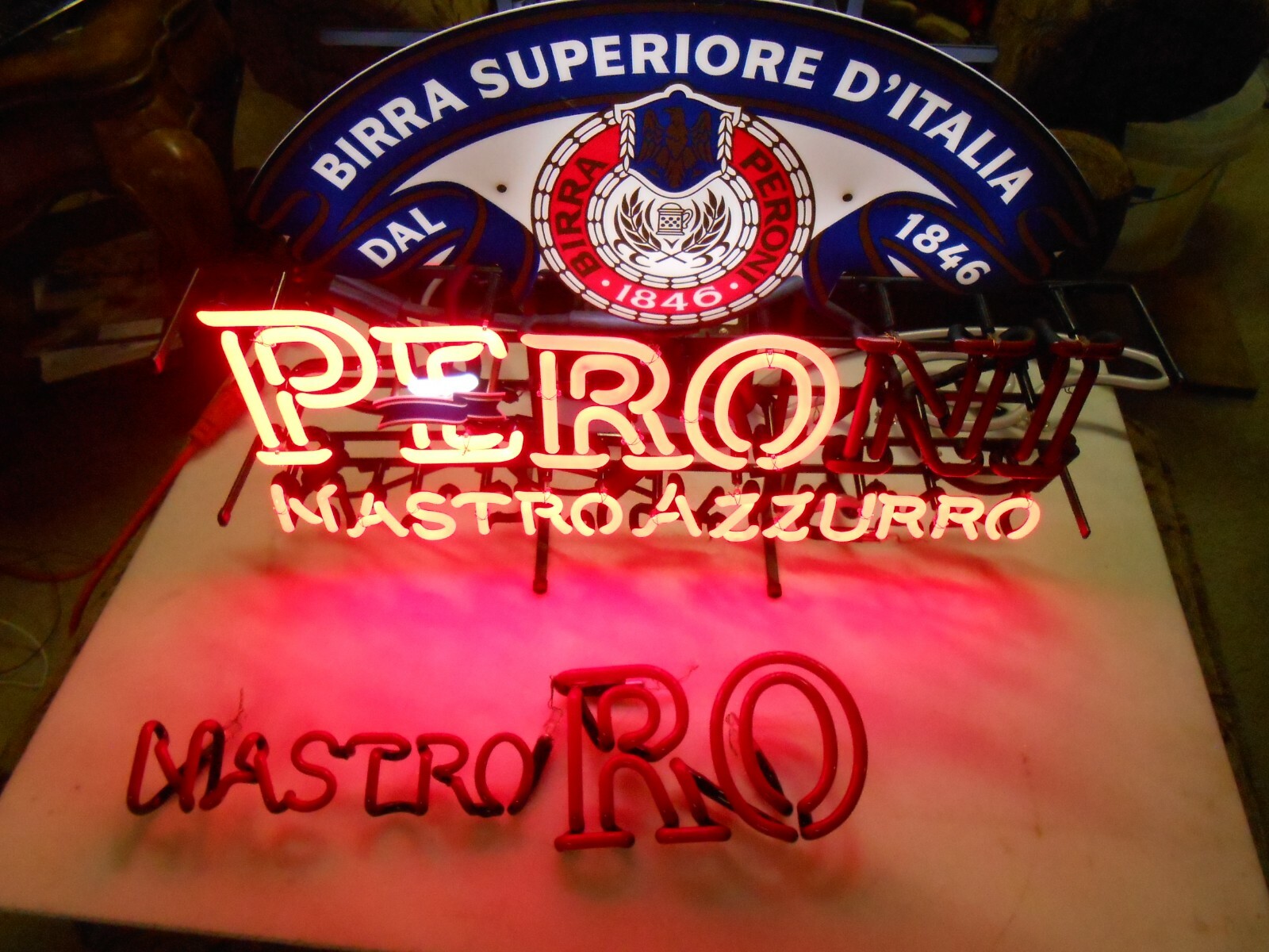 Neon Beer Sign Parts From "PERONI" (Logo Grid Pattern) White, Very Good Cond. eBay