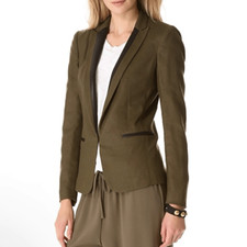 Rag  Bone Lorimer  Wool Blend Blazer Jacket in Moss Green  Black Size 8