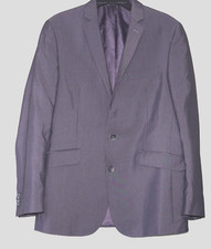 Kenneth Cole Reaction Polyester 2 Button Vents gray striped blazer mens 40R