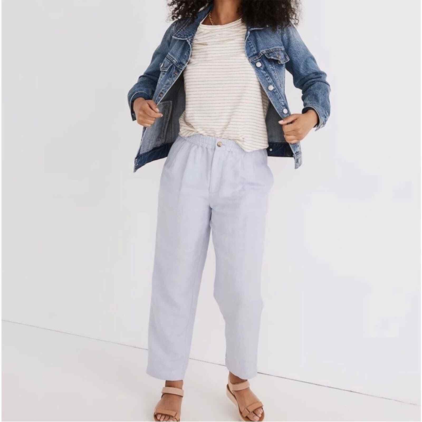 MADEWELL Linen Blend Track Trouser Blue Women’s Size Medium 2021