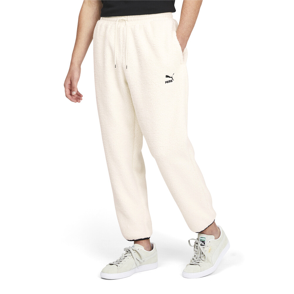 Puma CLSX Sherpa Sweatpants for Men - White Athletic Casual Bottoms 532156-73