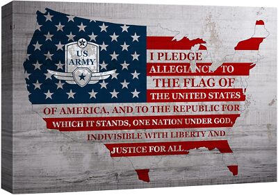 Wall26 Pledge of Allegiance Stars American Flag Canvas Print Historical Wall Art