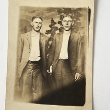 Antique RPPC Photograph Postcard Handsome Rugged Men ID Hughes Tompkins