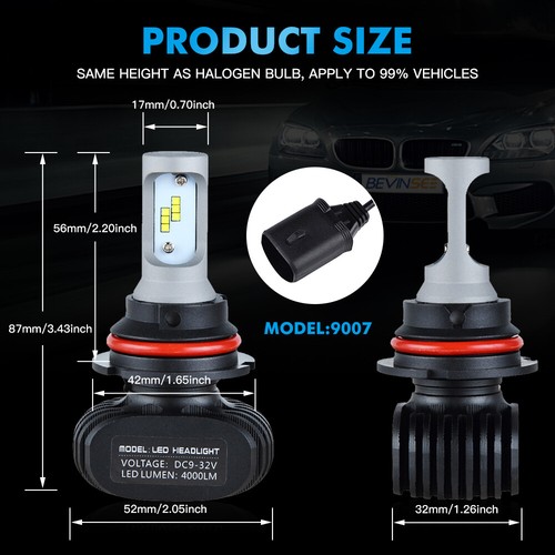 2X 9007 LED Headlight Bulbs High/Low Beam Fanless for Chevrolet Cobalt 2005-2010 - Picture 5 of 12