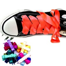 2cm Flat Shoelaces Silk Ribbon Shoe Laces f. Sneaker Sport Shoes 80cm to 140cm