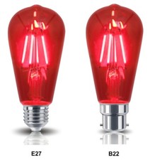 RED BLUE GREEN AMBER PURPLE Vintage LED Edison Style Light Bulbs Coloured ST58 