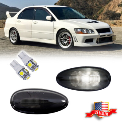 Smoke White LED Front Side Marker Light Lamp For Mitsubishi Outlander Lancer EVO