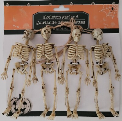 Halloween Human Mini-Skeleton Garland 60 x5.5  4 Mini-Skeletons