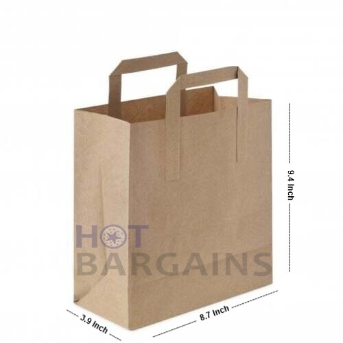 Papiertüten mit Griffen braun Größe S/M/L/XL Mitnehmen Lebensmittelbeutel SOS-Taschen - Bild 13 von 17