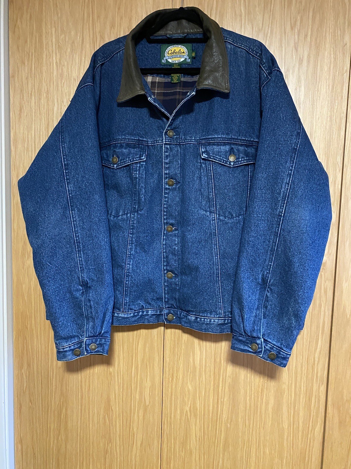 Cabela's Mens Flannel Lined Blue Denim Trucker Jacket… Gem