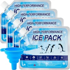 Reusable Ice Packs for Cooler, 4 Pack Freezer Ice Packs for Lunch Boxes, Cooler 