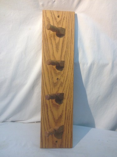 Vintage Solid Oak Wood Hat Coat Wall Hanging Rack - Picture 1 of 5
