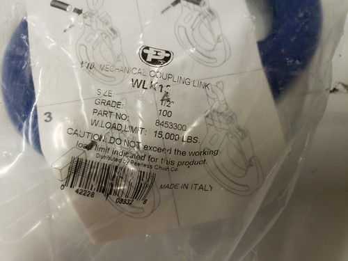 2-PC Peerless 8453300 Grade-100 1/2" V10 Mech Coupling Link 15K WLL. MADE ITALY - Picture 3 of 4