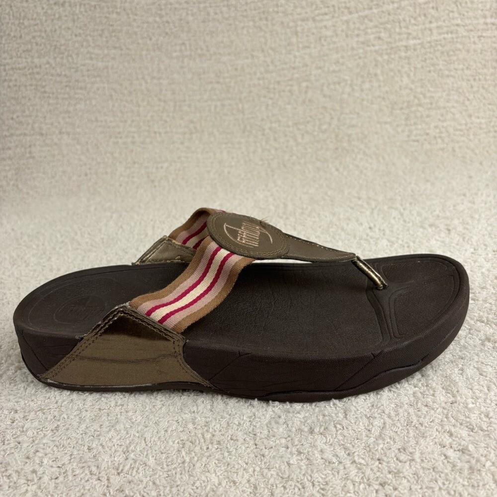 FitFlop Sandals Womens 11 Brown Metallic Walk Star Beach Summer