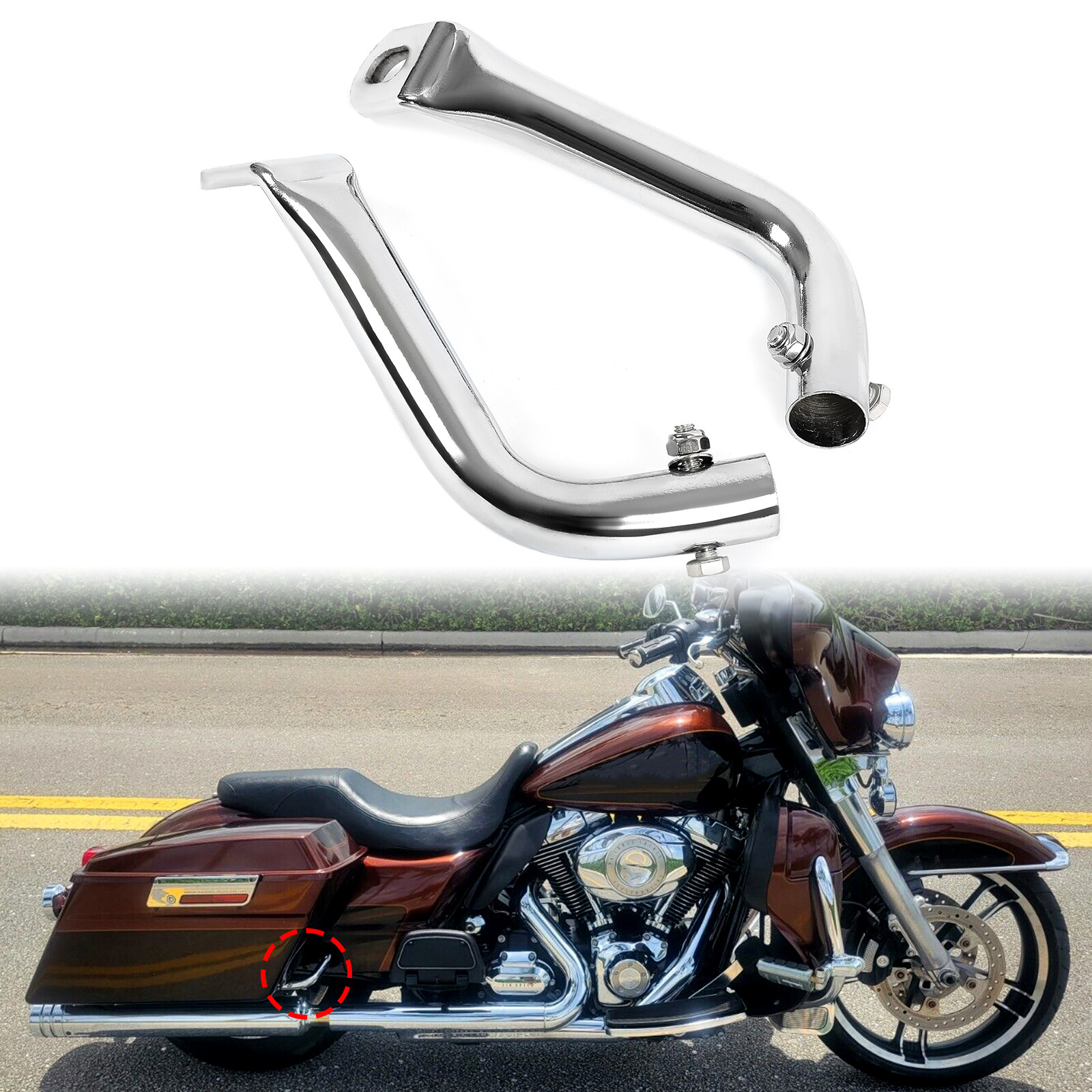 Supporti Cromati Per Borse Laterali Harley Touring 1993-2013 - Pair Chrome Saddlebag Guard Brackets - Foto 13