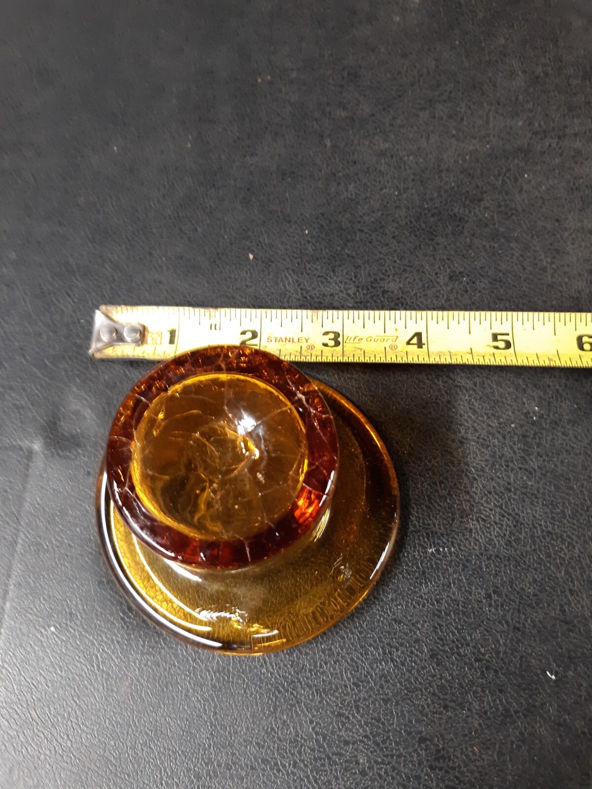 Amber Hand Blown Crackle Glass Hat Vase with Wavy Brim eBay