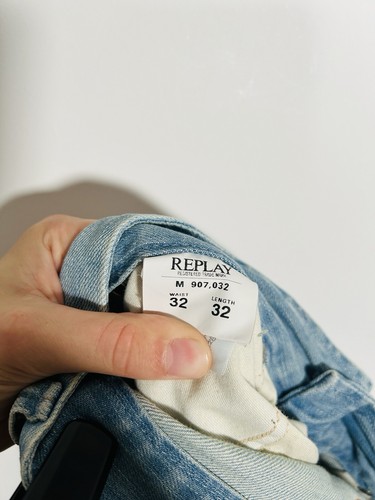 Pantalones de mezclilla Replay M907 azul claro lavado Y2K para hombre talla W32 L31 pantalones rectos - Imagen 8 de 11