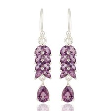 Natural Amethyst Gemstone Jewelry, 925 Sterling Silver Dangle Earrings