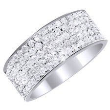 10K White Gold Ladies Men's Pave Diamond 8mm Wedding Engagement Band Ring 1 Ct