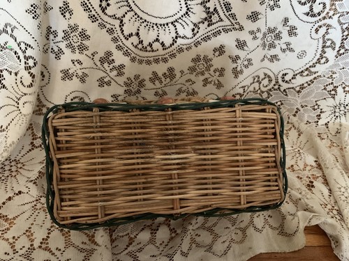 Wicker Storage Basket w/Topiary Ceramic Tiles 12in x 6in - Picture 5 of 5