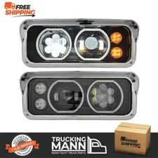 PAIR Full LED HEADLIGHTS Peterbilt 379 357 KENWORTH W900 WESTERN STAR 4800