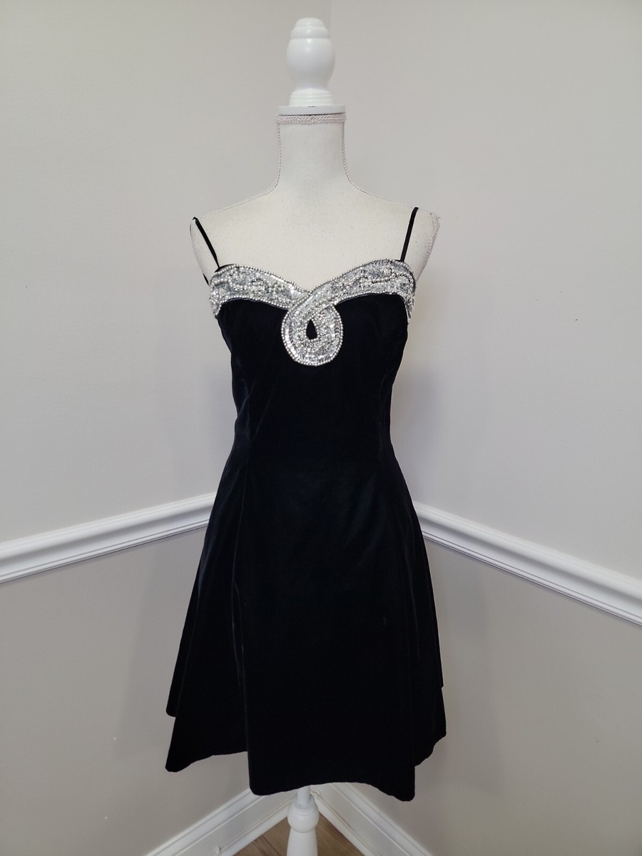 black dress with silver neckline Strapless Sparkly Black Long Formal Prom Evening Dress EN5613 Size 14 / Black