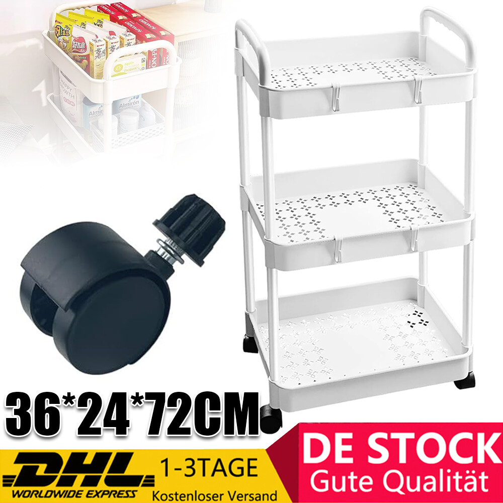 Rollwagen Rollregal Aufbewahrungswagen Servicewagen 3 Etagen Lagerregal DHL