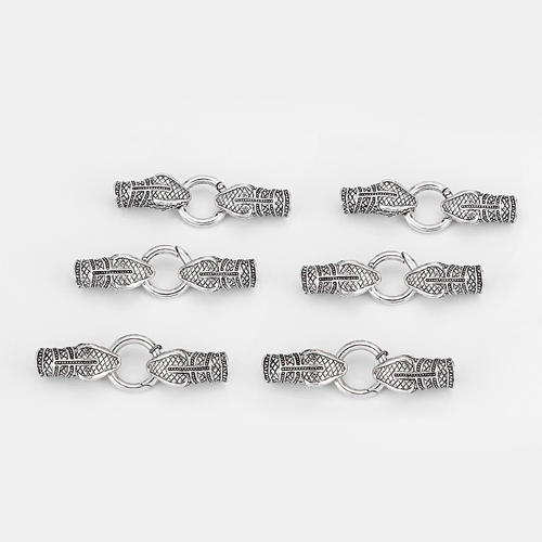 2Sets Antique Silver Snake Head End Cap With Spring 10mm Clasp For Round Leather - Picture 3 of 4