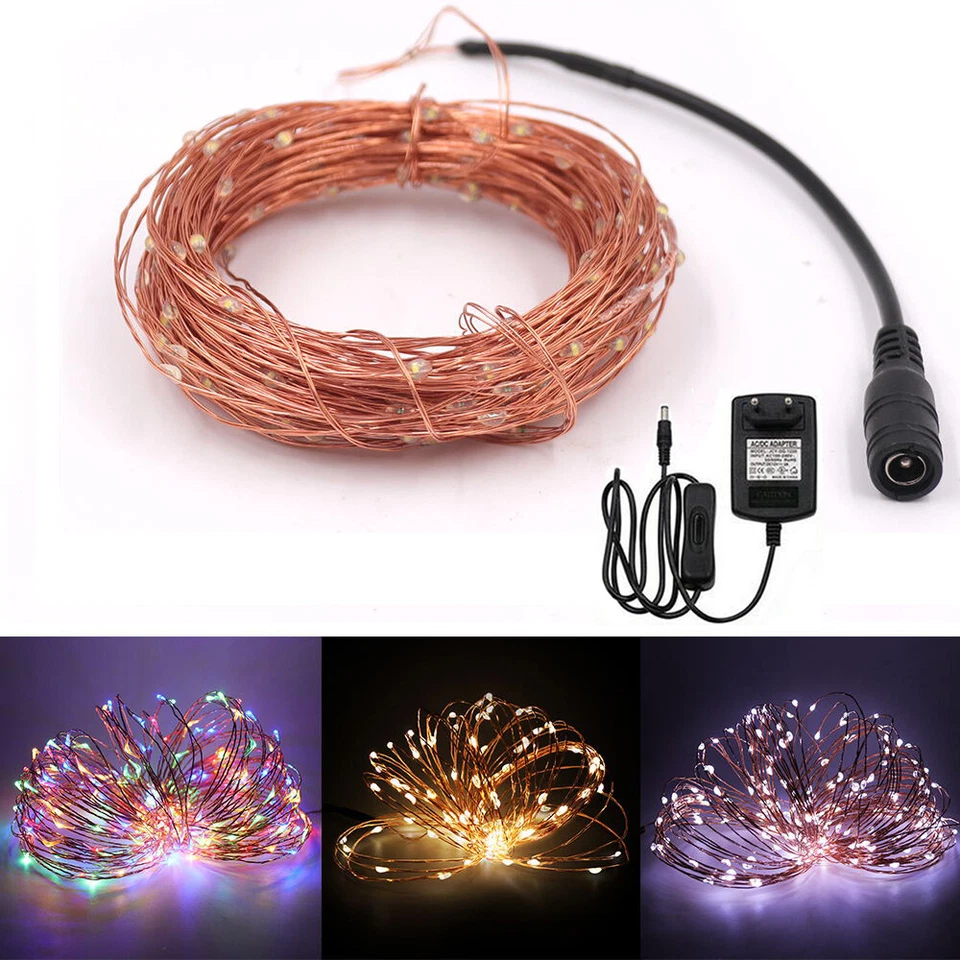 12V LED Lichterkette Kupferdraht Außenbeleuchtung Weihnachten Garten Fee Dekor - Bild 3 von 4