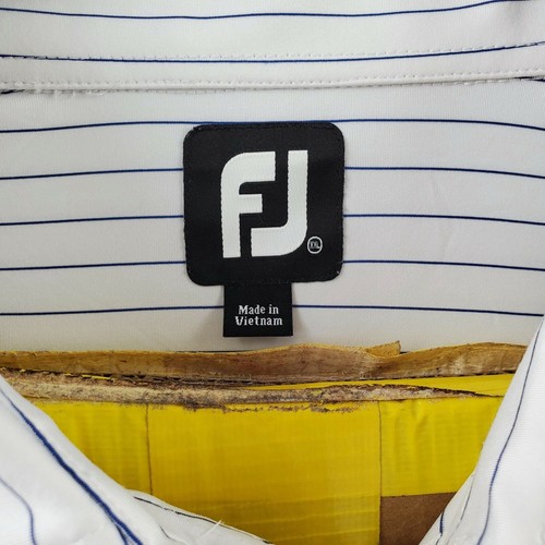 Footjoy FJ Golf Mens Polo Shirt 2XL White Striped San Antonio API/SPE Tournament - Picture 4 of 7