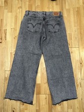 Levi's Women's 31 W31 L28 Superlow Wide Leg Jeans Grey Denim Baggy
