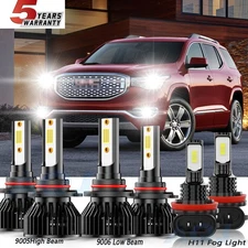 LED Headlight High Low+Fog Light Bulbs 9005+9006+H11 For GMC Acadia 2016-2017