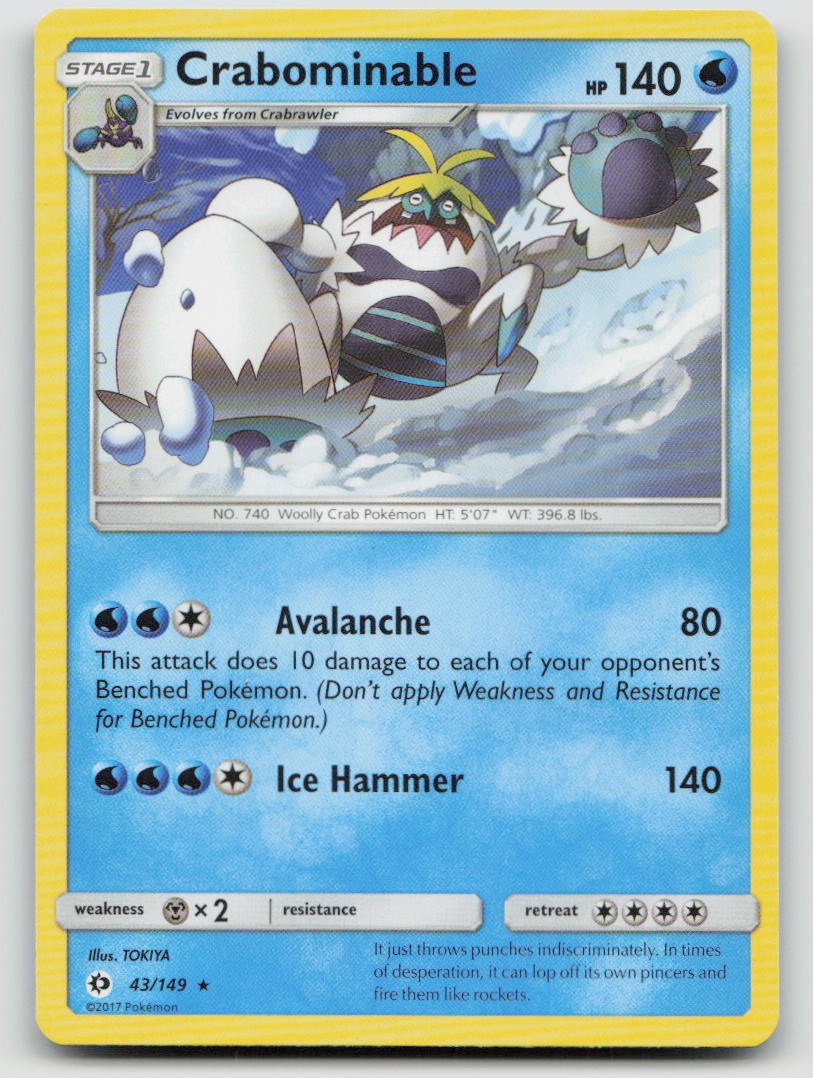 Crabominable 43/149 Rare SM Base Set Pokemon NM/M