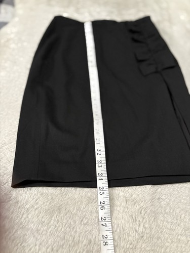 New Express Womens Black Ruffle Pencil Skirt career Lined size 6 Zip back - Picture 4 of 8