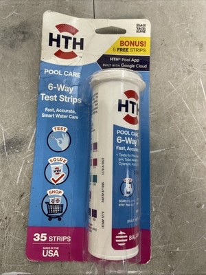 HTH 6 Way Swimming Pool Water Test Strips 35 Piece Pack pH Bromine Hardness