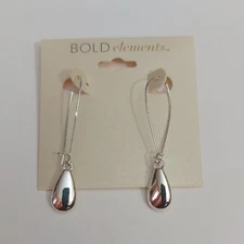 BOLD Elements Sleek Silver Tone Teardrop Drop Earrings