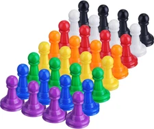 Hestya 32 Pieces Board Game Pawns Multicolor Plastic Game Pieces for Chess Table
