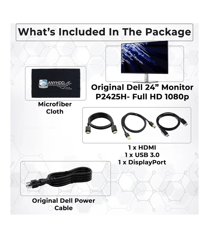 Dell P2425H 24-inch 16.9 IPS P-stream Cables Manufacrured Date:February 2025 - Image 3 of 4