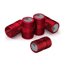 Car Metal Tire Valve Stem Caps, 5pcs Universal American Black American Flag Red